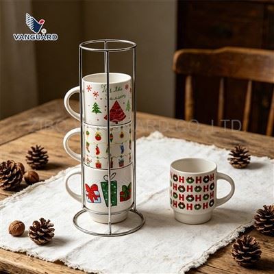 Căni de cafea stivuibile cu suport